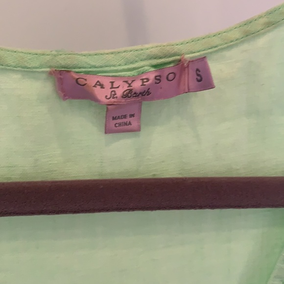 Lime green Calypso high/low linen dress - Picture 2 of 5